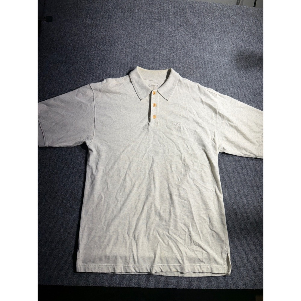 Original Island Sport Mens Gray Heather Cotton Marlin Logo Polo‎ Shirt Size M